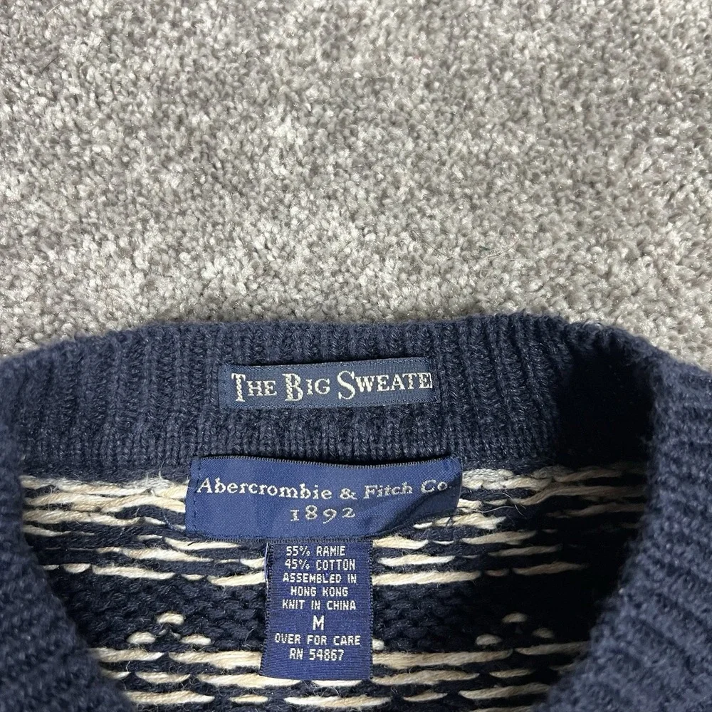 Vintage Abercrombie&Fitch The Big Sweater Chunky Knit Nordic Fair Isle 80s 90s M